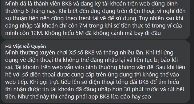 Phốt BK8 gian lận xuất hiện từ các người chơi tại BK8
