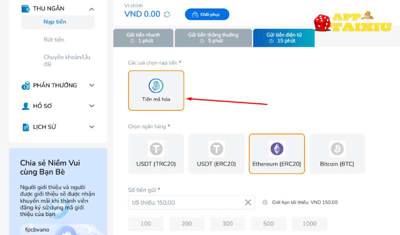 Chuyền tiền mã hóa chơi tài xỉu trực tuyến