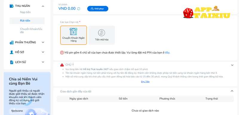Rút tiền tài xỉu online qua ngân hàng